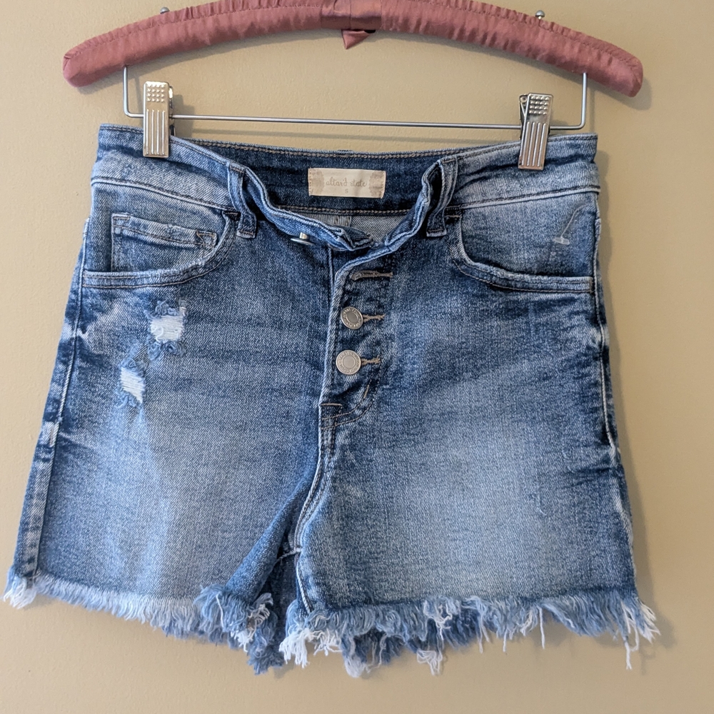 Altar'd State Blue Jean Shorts Distressed Cut-Off Style